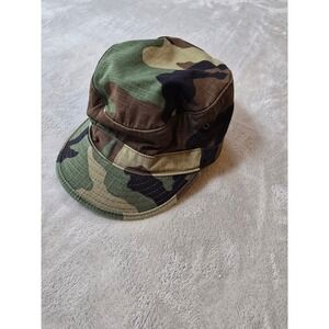 Military Camo Hot Weather Cap Ripstop Army Style Field Hat Size 7 1/8 *Read